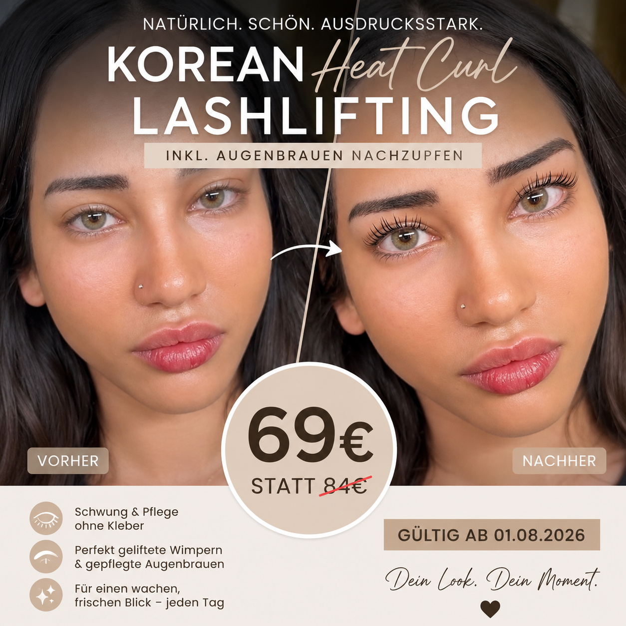 Nutze jetzt unser Einführungsangebot für Korean Lash Lifting by Tamia